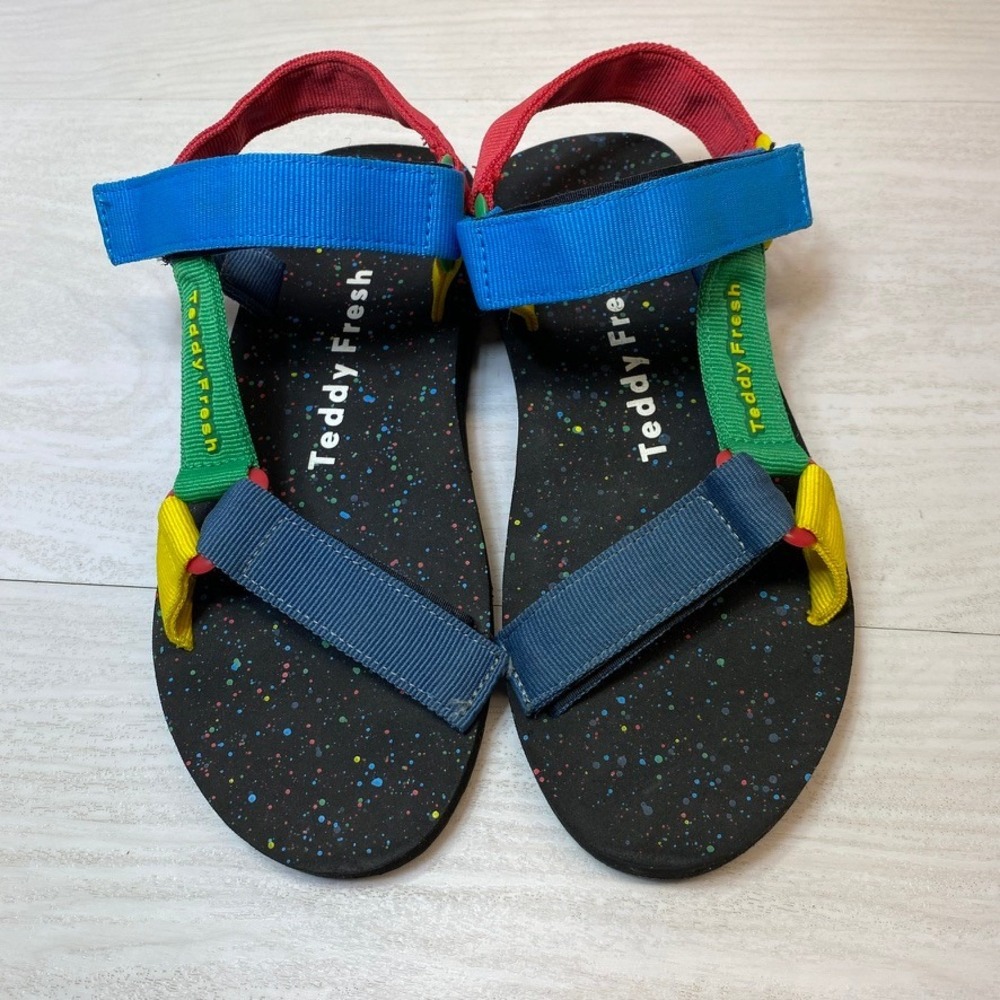 Teddy Fresh Mens Size 7 Sandals Sport Colorblock Multi Nylon Splatter Strappy